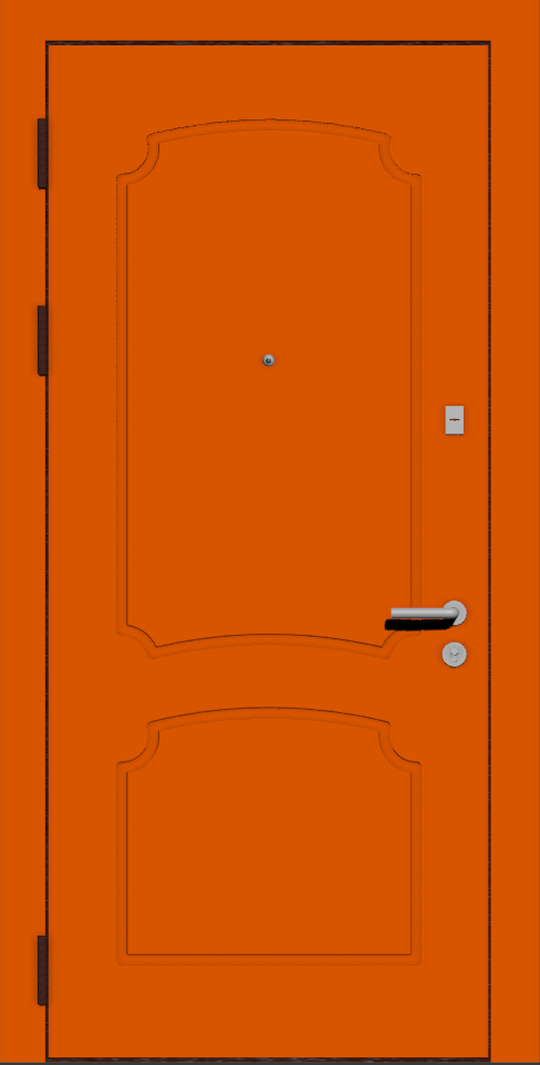 Металлическая входная дверь с отделкой эмаль оранжевая